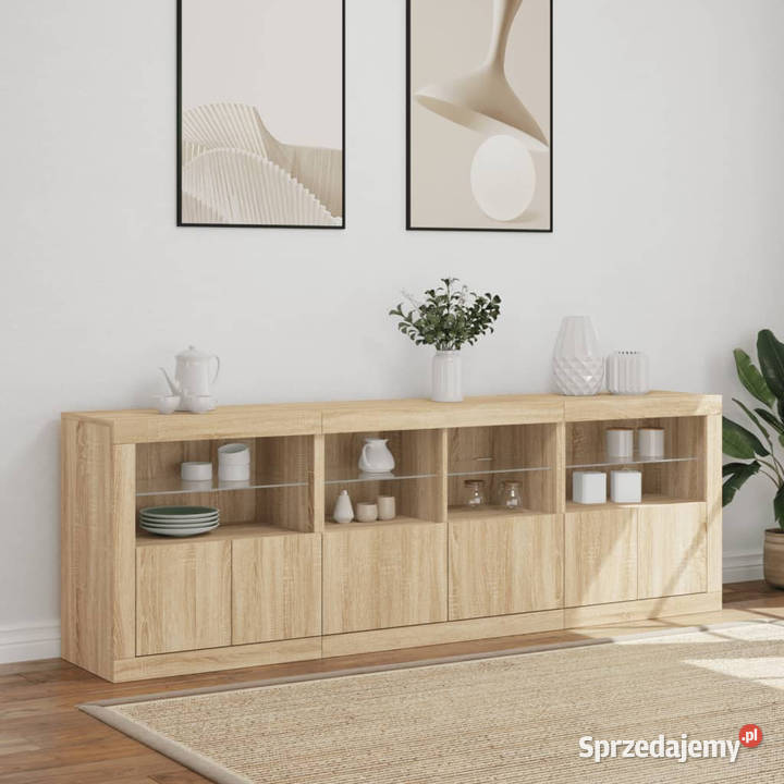 Szafka z oświetleniem LED dąb sonoma 202x37x67 mazowieckie Warszawa