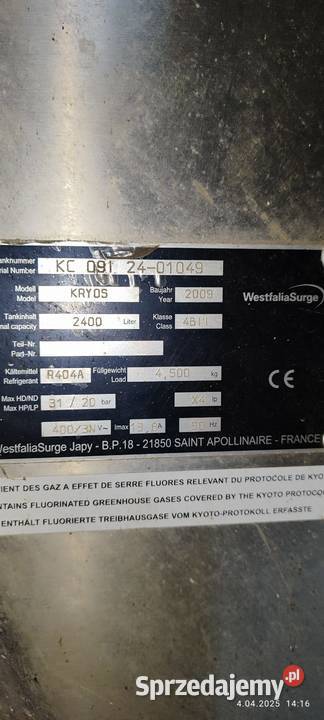 Baniak schładzalnik do mleka Westfalia 2650l Szczuczyn