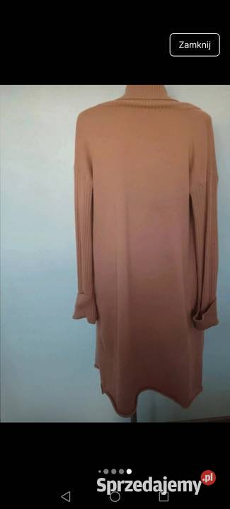 Kardigan brązowy sweter sweterek prążek jesień Krosno