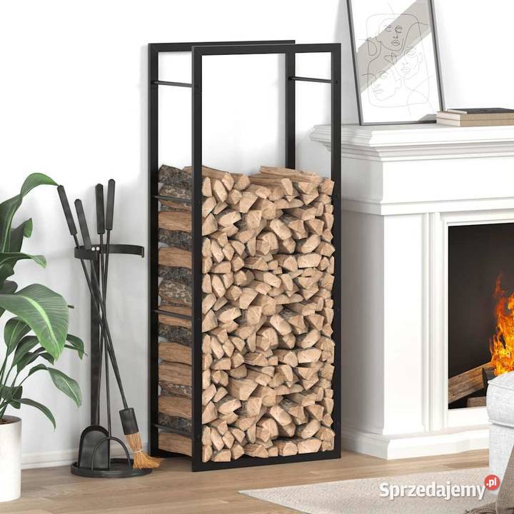 vidaXL Stojak na drewno matowy czarny 50x28x132 Warszawa