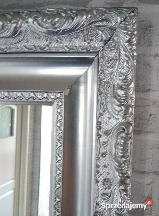 duże stylowe lustro srebrne prostokątne odcienie szarości Oleśnica
