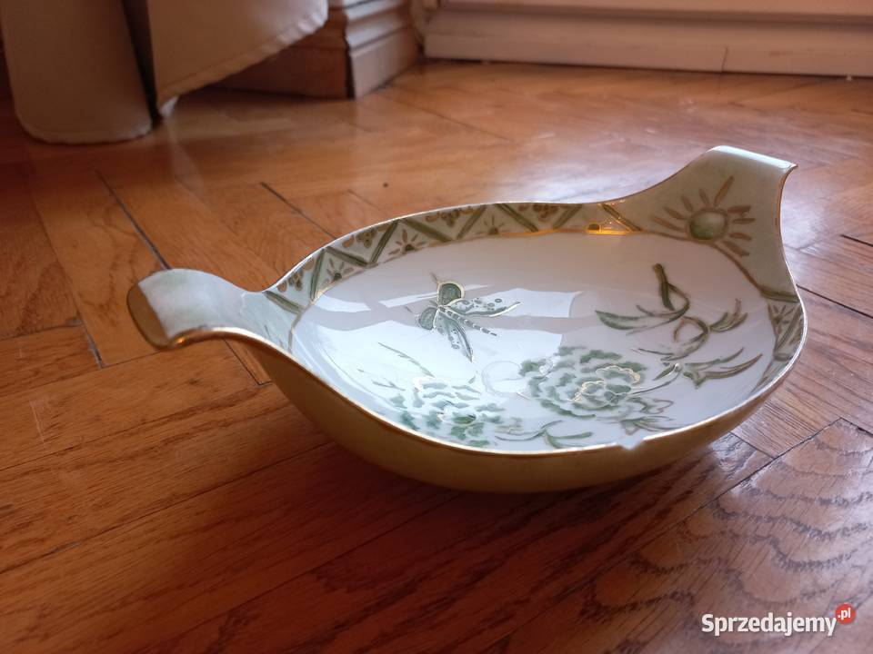 porcelana stara ręcznie malowana patera Piastów