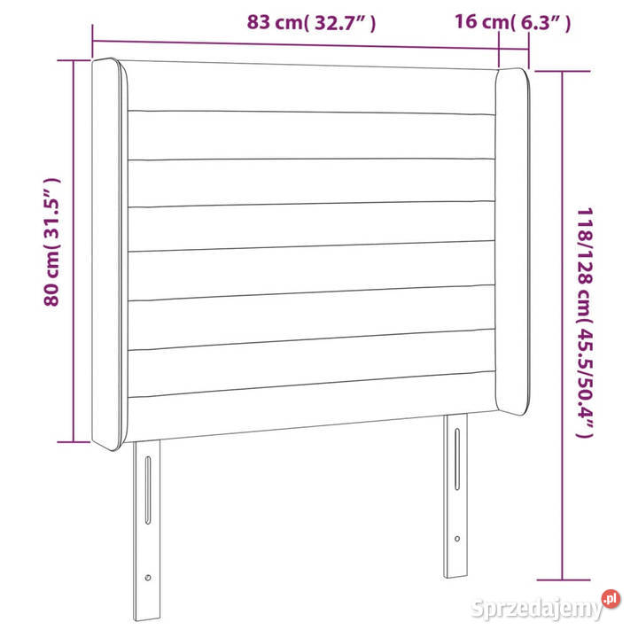 Zagłówek do łóżka z LED czarny 83x16x118128 mazowieckie Warszawa
