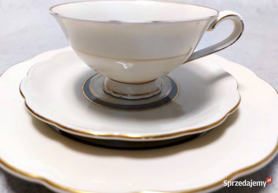 Porzellanfabrik Tettau Trio Filiżanka Spodek I Gdynia