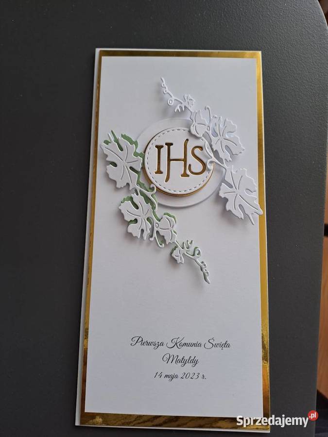 Kartka w kopercie z okazji komunii Strzebiń