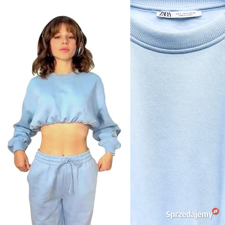 Zara piękna krótka niebieska bluza dresowa r L mazowieckie Warszawa sprzedam