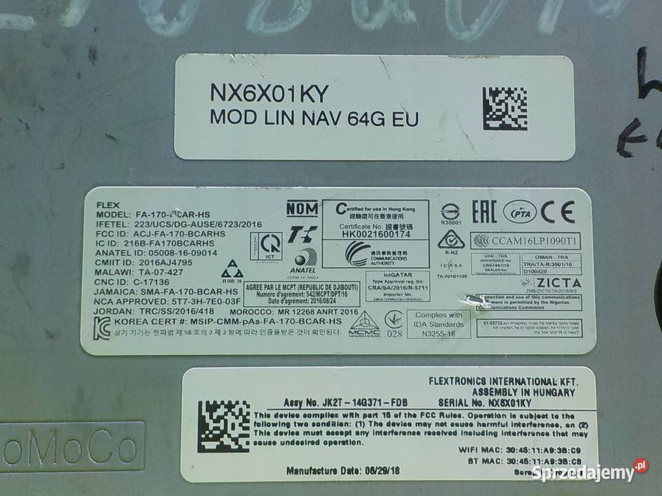 FORD ECOSPORT II 10 B 18r 5D modul nawigacji Wyposażenie elektryczne Suków