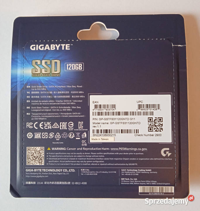 Dysk SSD Gigabyte 120GB 25 SATAIII 500380