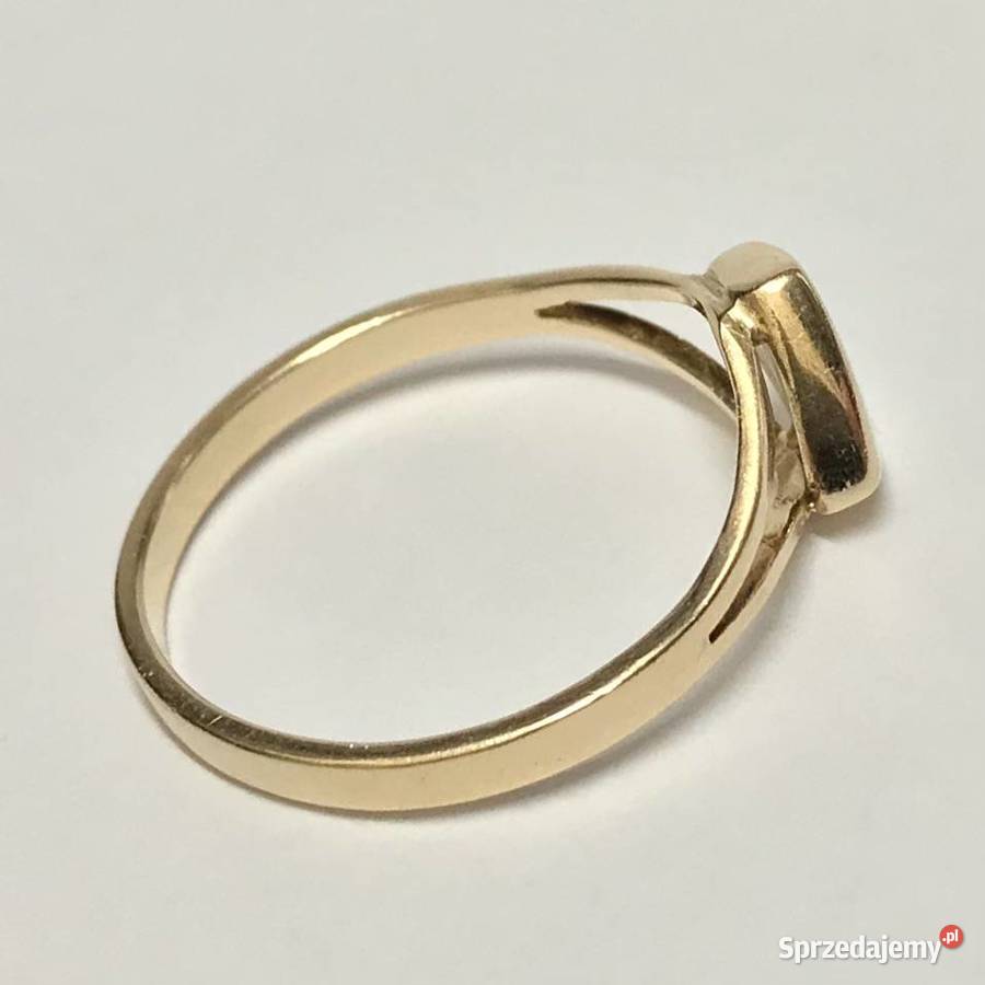 Złoty PIERŚCIONEK 14K damski SYGNET płaski TOP Warszawa