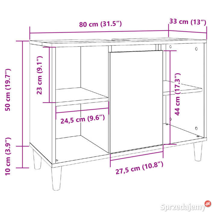 Szafka łazienkowa dąb artisian 80x33x60 WM857134 Warszawa