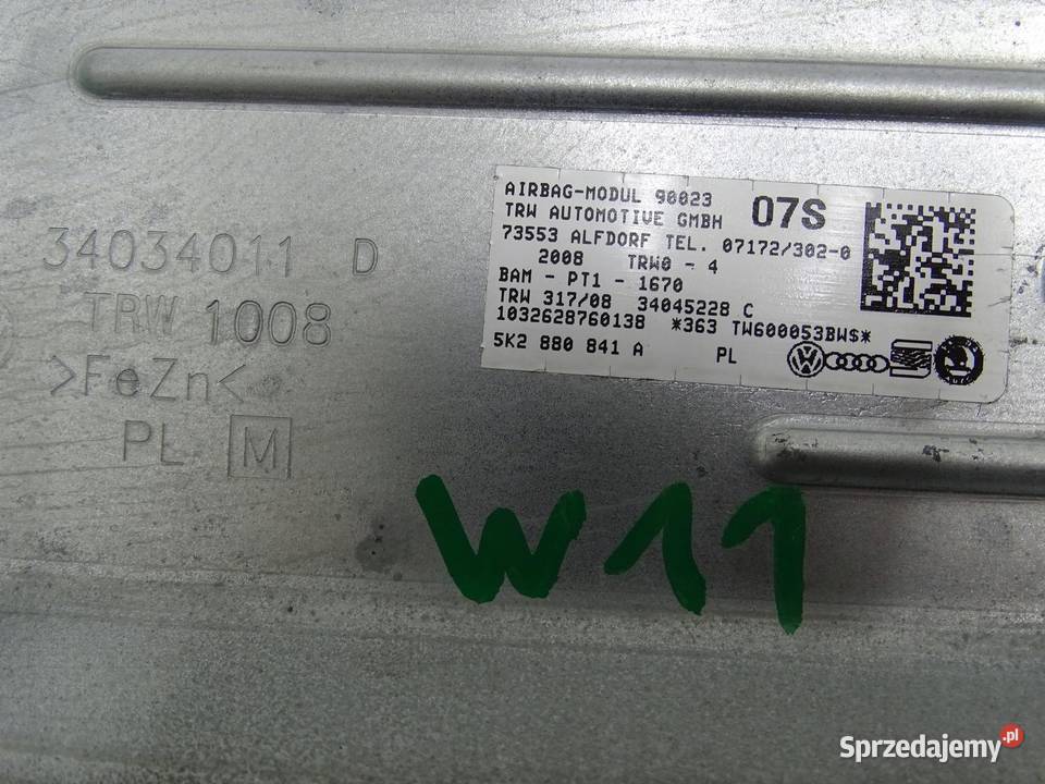 PODUSZKA KOLANOWA AIRBAG 5K2880841A VW GOLF VI osobowe