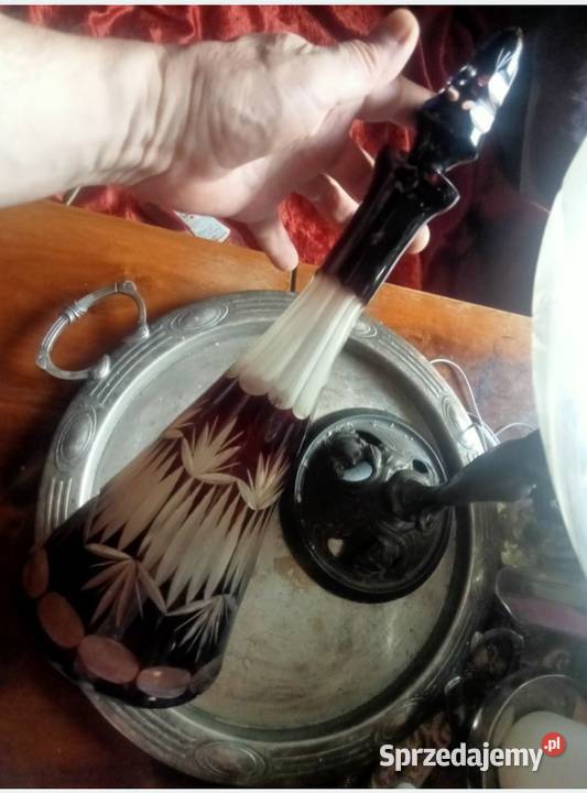 Karafka Biedermeier Rubinowe szkło korek Szkło Antyki, Sztuka, Kolekcje Grójec