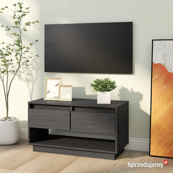 Szafka pod telewizor szara 74x34x40 lite drewno