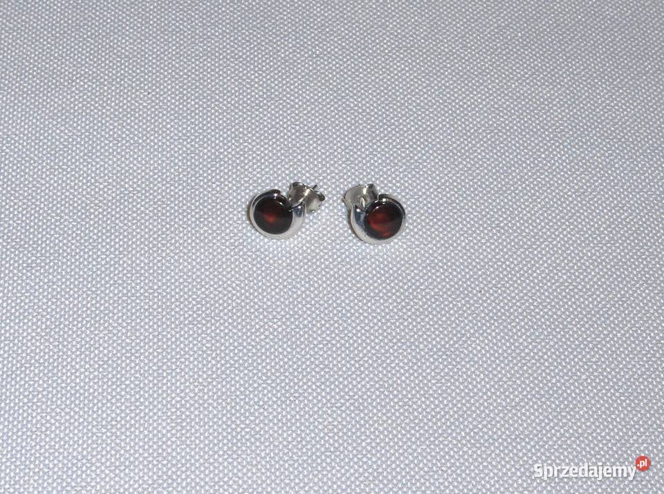 WKruk Srebrne kolczyki z bursztynem koniakowym Zegarki i Biżuteria łódzkie Łódź