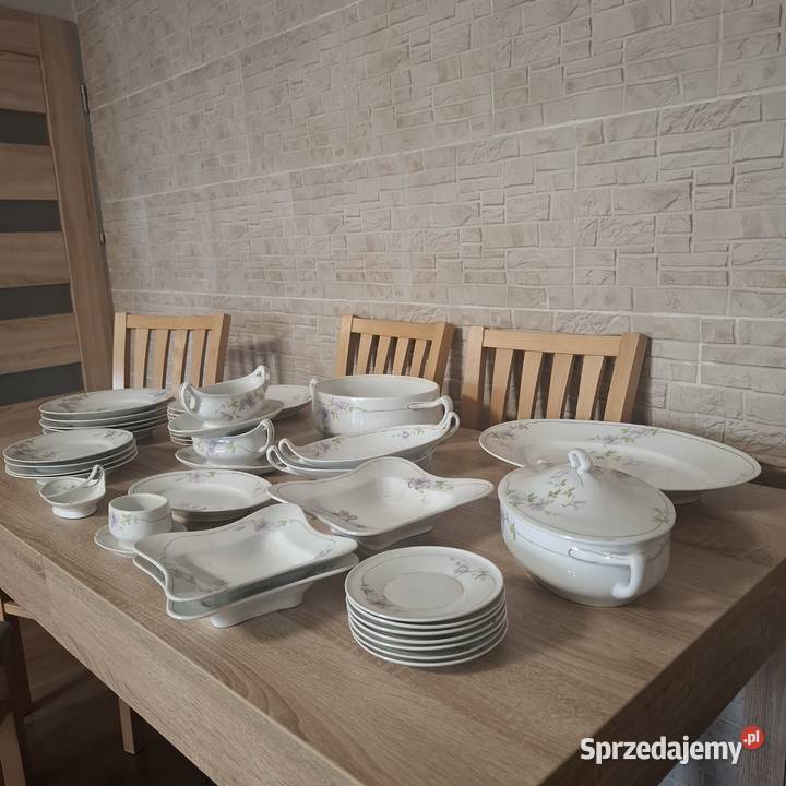 Porcelanowa zastawa obiadowa Prl Lubin
