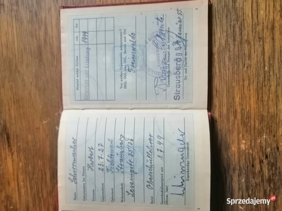 kolekcjonerska Legitymacja znaczki FDGB 1 Legnica