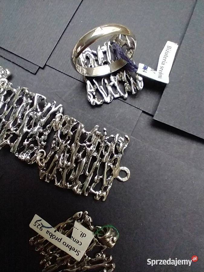 Komplet srebro wisior bransoletka pierścionek Łódź