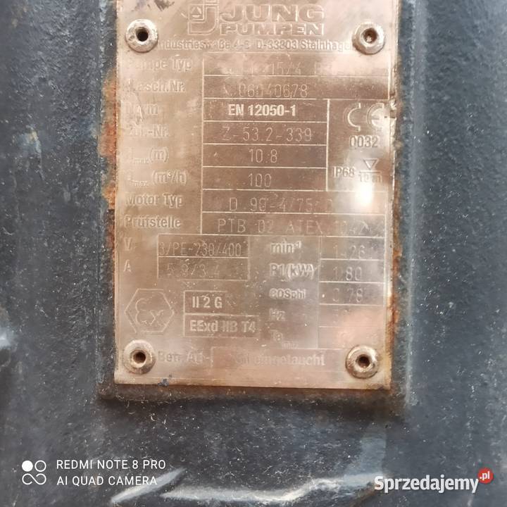 Pompa zatapialna szlamowa Górnicza Jung