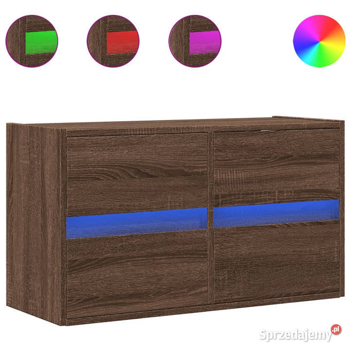 Ścienna szafka TV z LED brązowy dąb 80x31x45 Warszawa