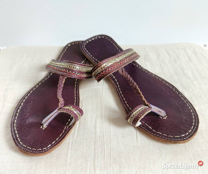 Skórzane japonki kohalpuri 40 fioletowe Szczecin