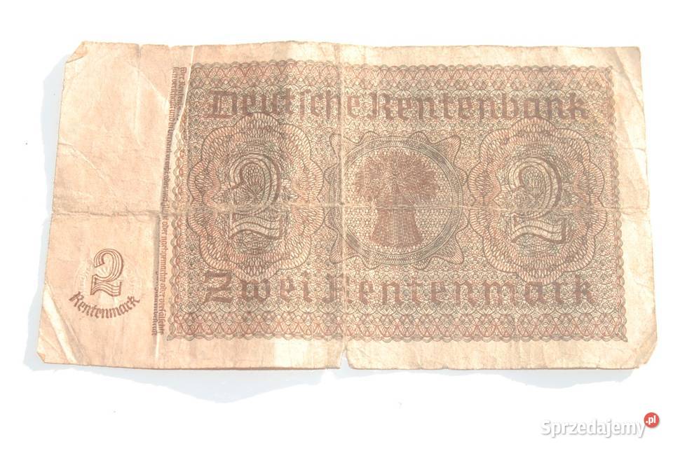 Stary banknot 2 marki 2 Rentenmark 1937 antyk Cieszyn