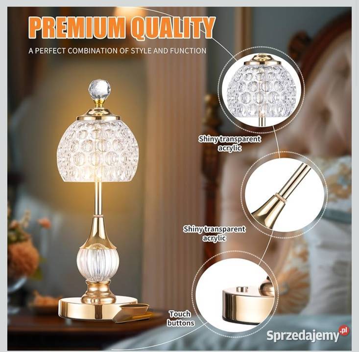 Kryształowa lampa 2 sztuki stołowa LED Gorzów Wielkopolski sprzedam