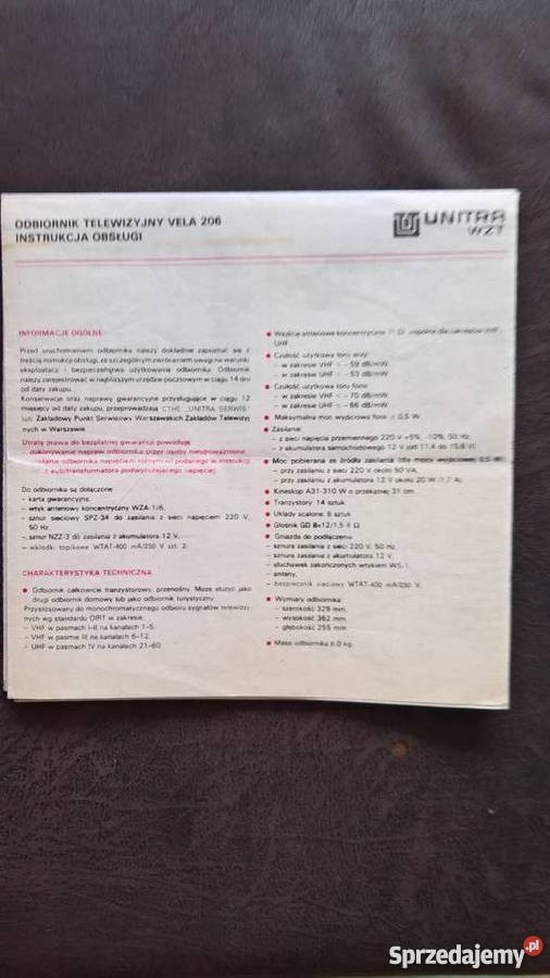 Instrukcja Obsługi Unitra Odbiornik Telewizyjny Wrocław