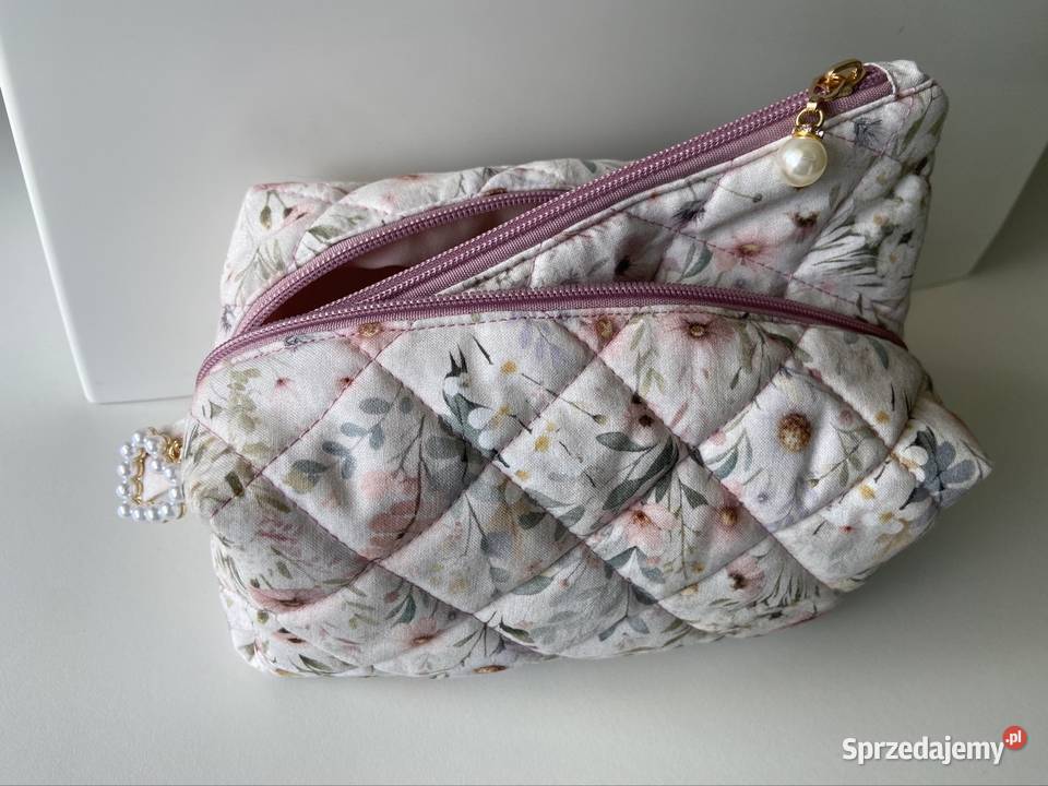Zestaw 2 kosmetyczek w pastelowe kwiaty ręcznie 9cm Torby i torebki Torby i torebki