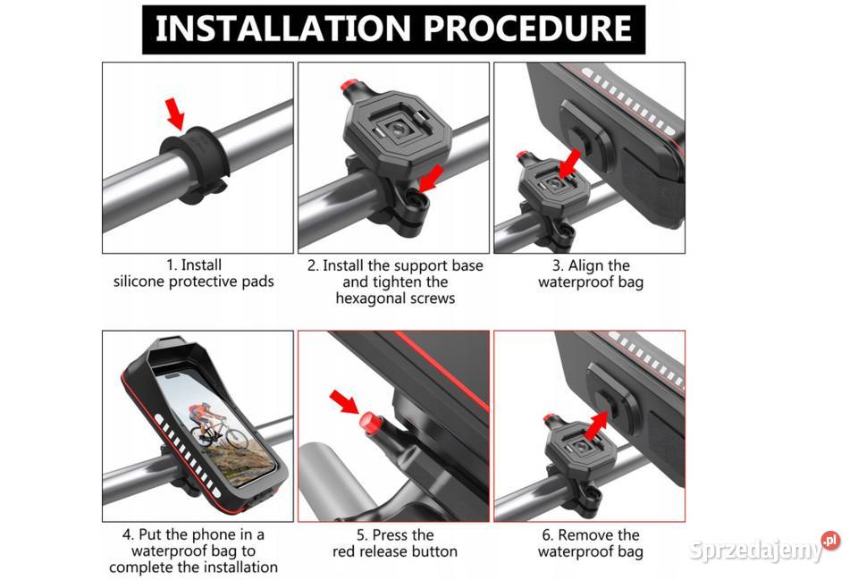 UCHWYT WODOODPORNY NA TELEFON GPS NA KIEROWNICĘ śląskie