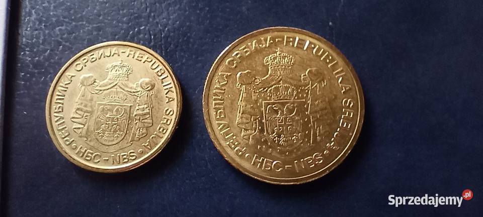 Stare monety 1 i 5 dinar 2005 Serbia Numizmatyka Lesko