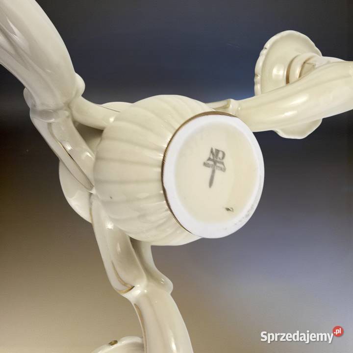 Trójramienny świecznik z wazonem Neue Tettau Porcelana i szkło Bronisze