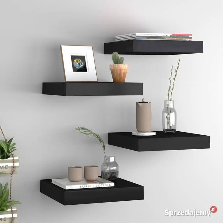 Półki ścienne 4 czarne 23 x 235 x 38 MDF Warszawa