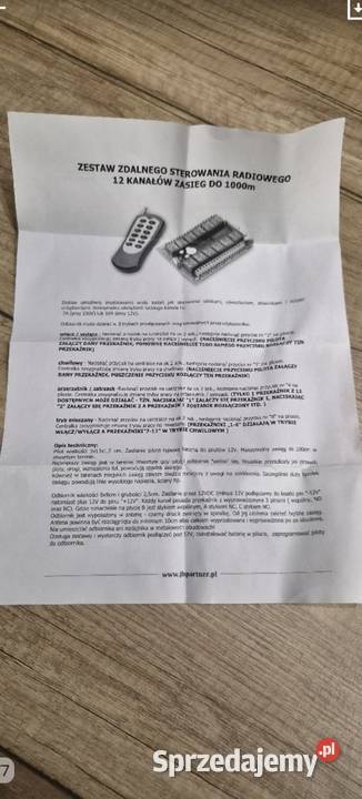 ZESTAW ZDALNEGO STEROWANIA RADIOWEGO 12 KANALÓW pomorskie