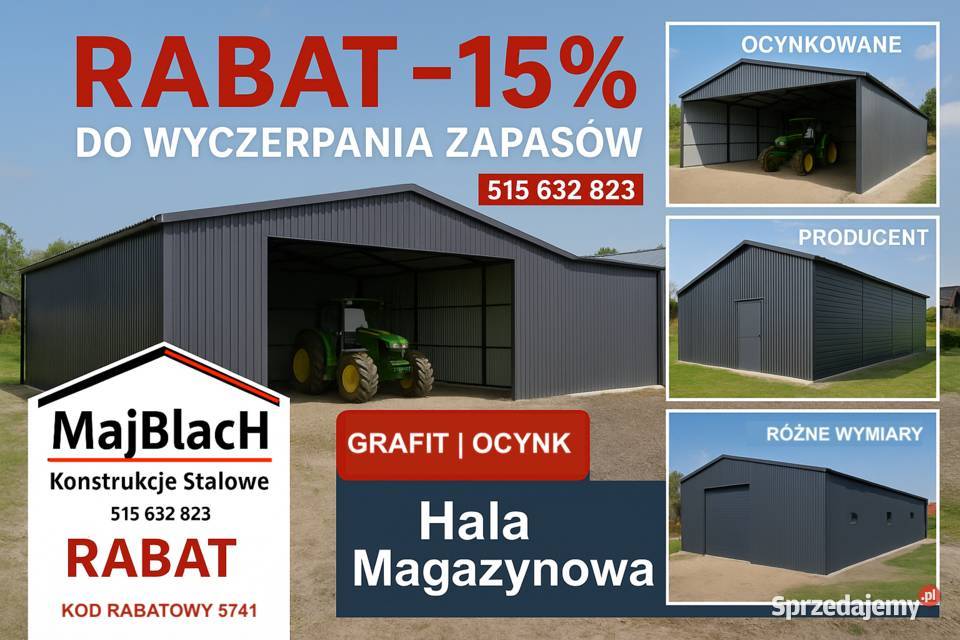 GRAFITOWA HALA WIATA Garaż Blaszany Magazyn Opole