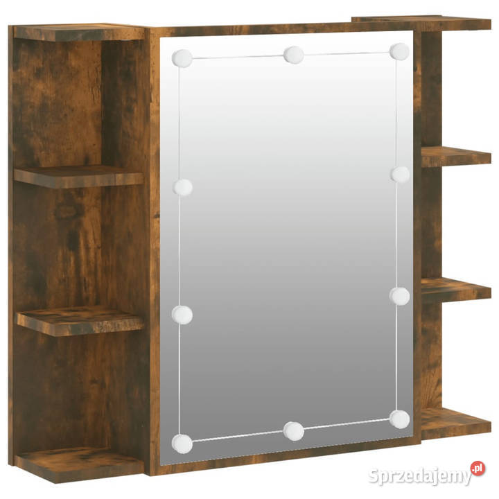 Szafka z lustrem i LED opalany dąb 70x165x60