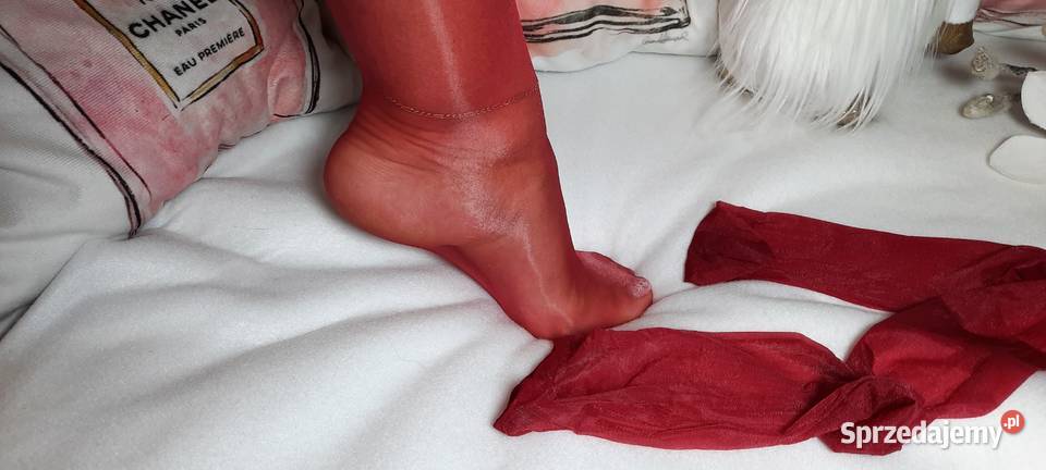 pończochy czerwone bordowe olejowe błysk do Warszawa