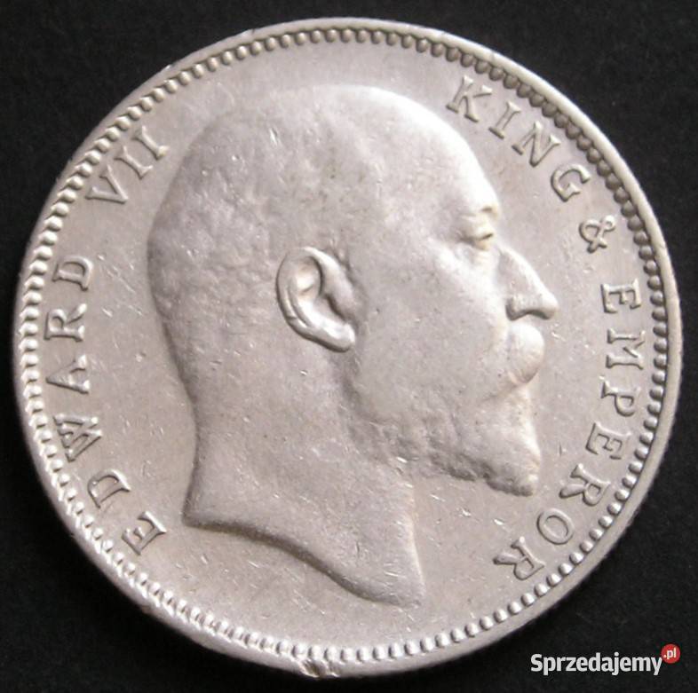 Indie Brytyjskie 1 rupia 1907 srebro Edward VII Łódź