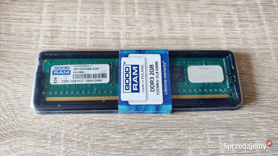 Pamięć RAM GoodRAM 2GB DDR3 1333 MHz CL9 DIMM Pojemność 2GB Gdańsk