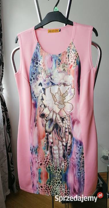 NOWA RÓŻOWA SUKIENKA OVAVIFA PIĘKNIE ZDOBIONA RL Spódnice i sukienki Łódź