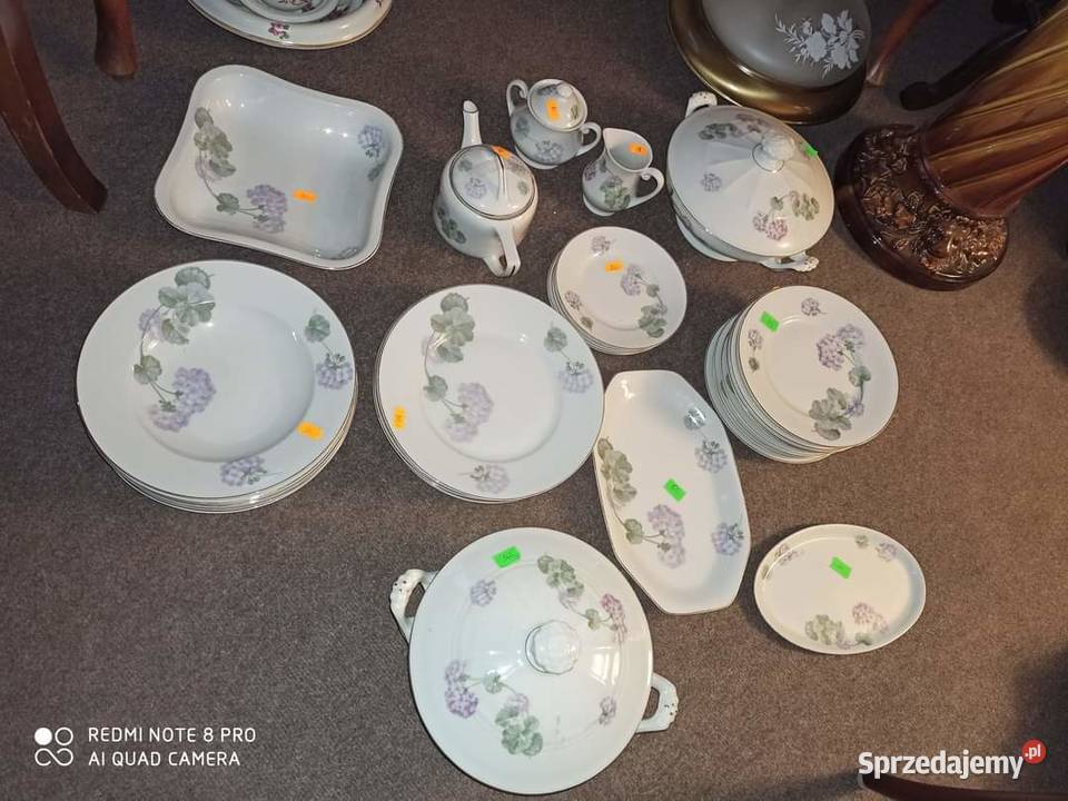 Serwis obiadowy liliowy dekor hortensji pomorskie Gdańsk sprzedam