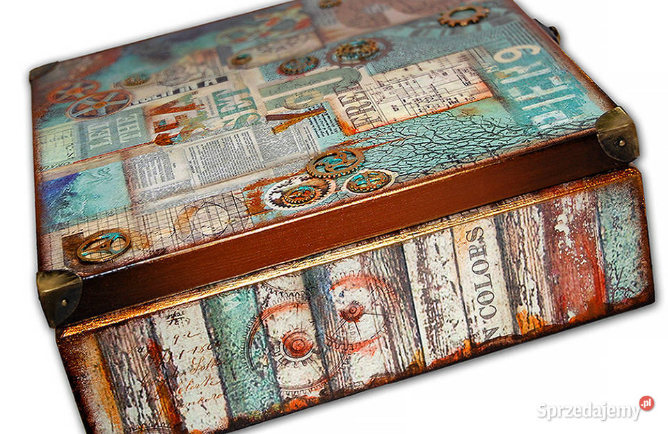 duża SZKATUŁKA pudełko drewniane SEA WORLD Rust Bydgoszcz