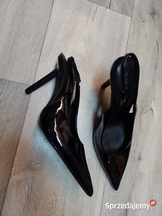 41 Czarne czółenka Szpilki wieczorowe z odkrytą Kraków