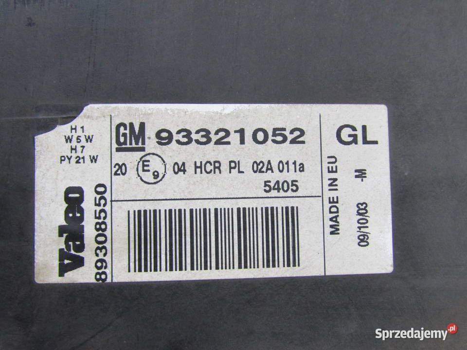 LAMPA PRZEDNIA LEWA OPEL MERIVA A 93321052