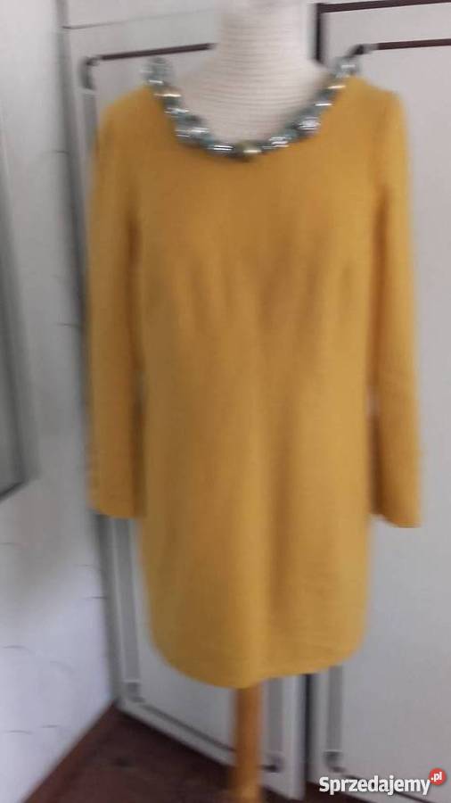 MUSZTARDOWA KASZMIROWA SEXI SUKIENKA r 42 Piła