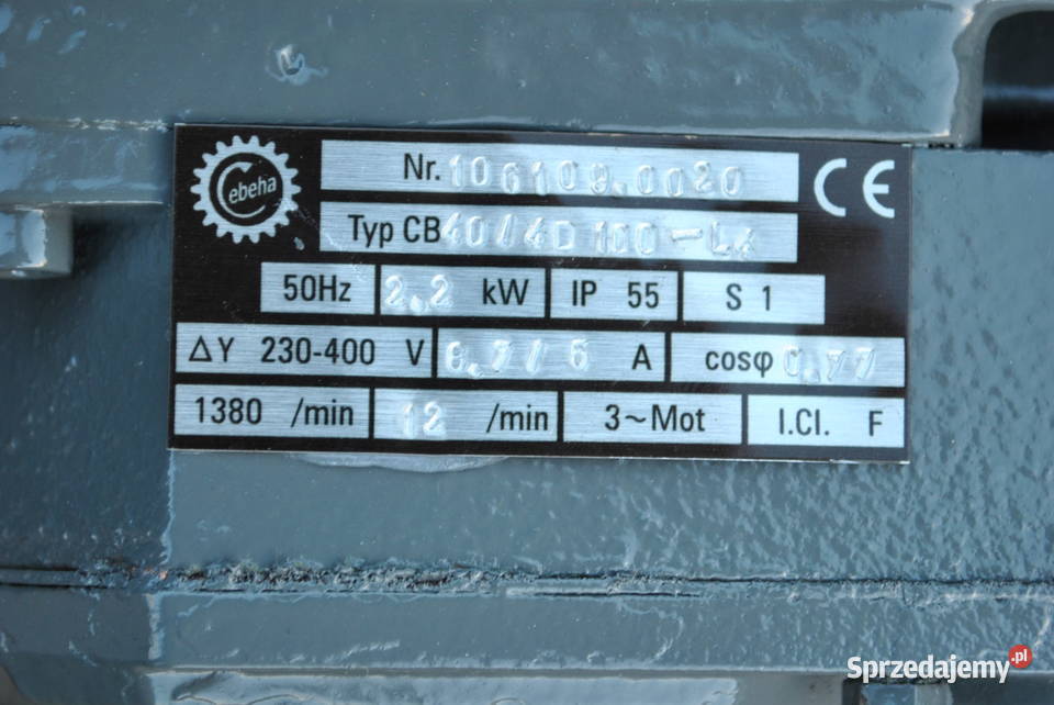 Motoreduktor 22kw 12obrmin Obce chłodzenie Kargowa
