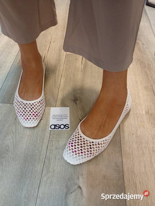 40 ASOS Design Białe siateczkowe baleriny z Kraków
