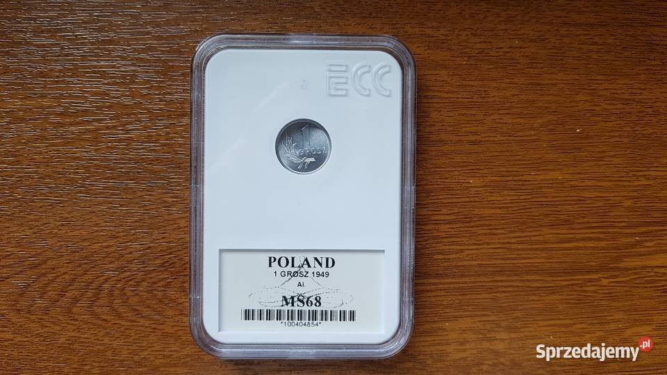 1 grosz 1949 MS68 holder GCN ECC PRL śląskie Dąbrowa Górnicza