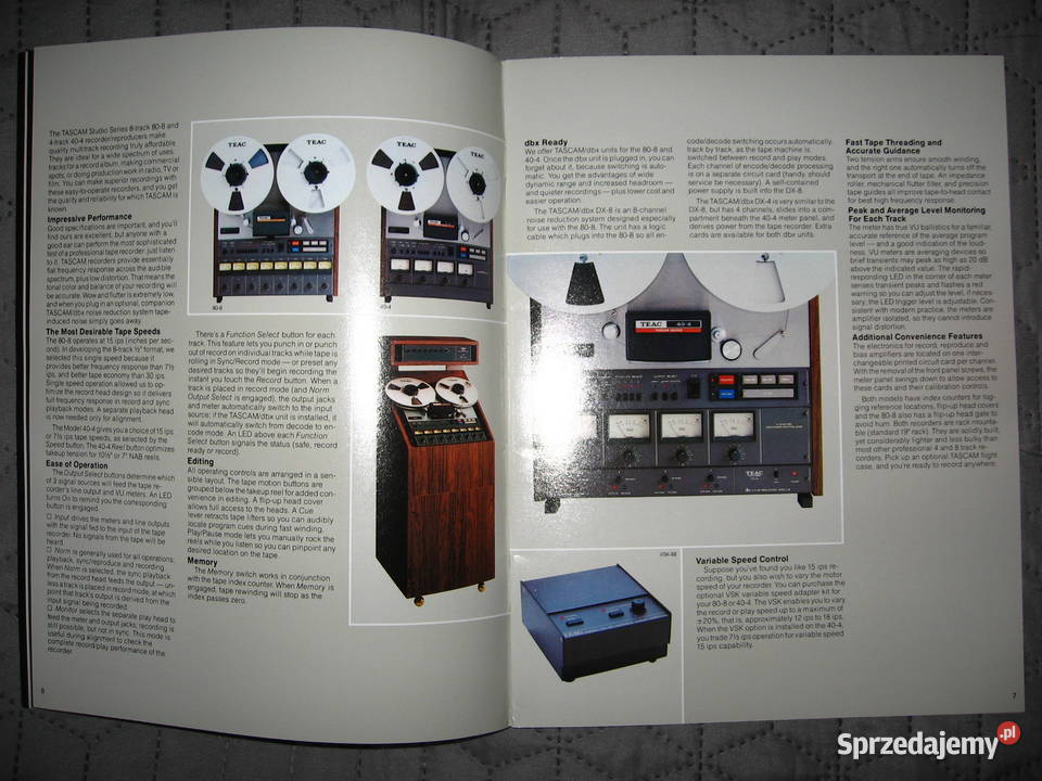 TASCAM magnetofony miksery rejestratory katalogi Kępice