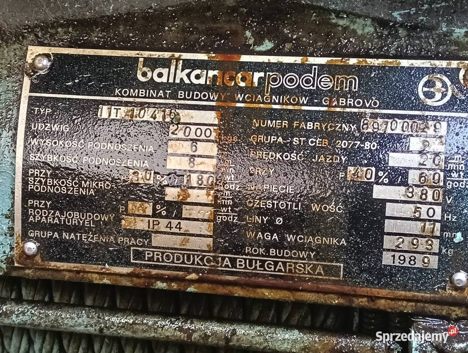 Wciągarka BALCANCAR 2 t nieużywana Pleszew sprzedam