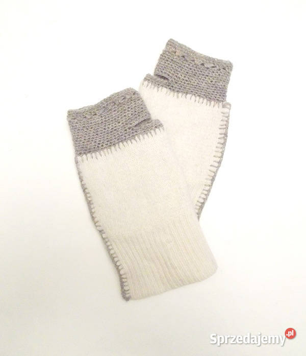 kremowe mitenki wełniane mitenki ecru mitenki z sprzedam